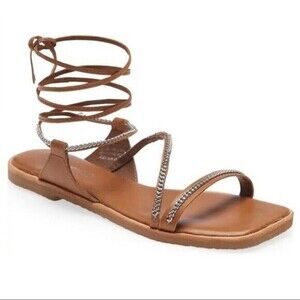 Jeffrey Campbell Women Brown Leather Moriah Lace Up Sandals 8